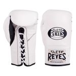 CLETO REYES Safetec Professional Competition Boxing Gloves for Men and Women, MMA, Kickboxing, Muay Thai, Lace Up, 8 oz, White