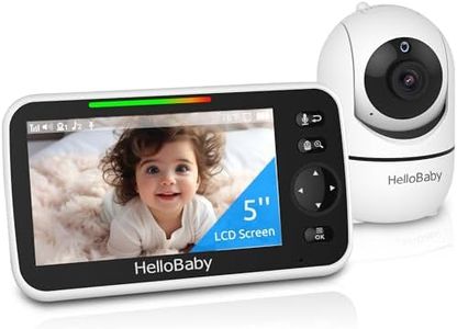 HelloBaby Baby Monitor with Camera and Night Vision, 5''Display with 30-Hour Battery, Pan-Tilt-Zoom Video Baby Monitor No WiFi, 2-Way Talk, Temperature, 8 Lullabies and 1000ft Range, HB6550