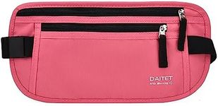 RFID Blocking Money Belt for Men Women, Slim Fanny Pack for Travel，Running,Conceal Waist Wallet for Passport Holder,Phone,Cash(Hot Pink)