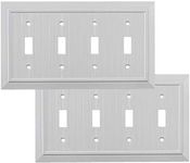 SleekLighting Pack of 2 Wall Plate Outlet Switch Covers | Classic White Beadboard Wall plates| Variety of Styles: Decorator/Duplex/Toggle/Blank / & Combo | Size: 4 Gang Toggle