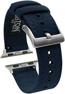 BARTON WATCH BANDS - Navy Blue Canvas Watch Bands Compatible with Apple Watch Models - 1, 2, 3, 4, 5, 6, 7, 8, 9, 10, SE, Ultra & Ultra 2 - (38mm/40mm/41mm)