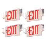 VEVOR LED Exit Sign with Emergency Lights, Two Heads Emergency Exit Light with Battery Backup, Combo Red Letter Fire Exit Lighting, Commercial Exit Signs for Business, White Tested to UL Standards