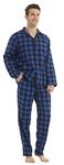 YUSHOW Mens Lounge Wear Set Cotton Long Sleeve Top and Pyjama Bottoms Checked Pj Nightwear