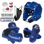 Taekwondo Karate Sparring Gear Set (Blue, SM)