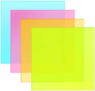 Adrattnay Acrylic Sheets Translucent Fluorescent Neon Colored Acrylic 1/8" Thick, 4Pcs 12 x 12 Semi-Transparent Plexiglass 3mm Acrylic Sheet for Laser Cutting Sign Making Art Craft, with Protect Film