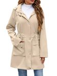 Mixxmix Plus Size Rain Jackets for women Waterproof Windbreaker Jacket Outdoor Detachable Hood Trench Coat Khaki XXL