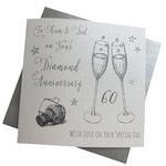 WHITE COTTON CARDS To My Mum & Dad On Your Diamond Handmade 60th Anniversary Card, WA60M