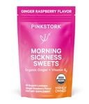 Pink Stork Morning Sickness Candy: Ginger Raspberry Flavor, -USDA Organic Hard Candy + Vitamin B6, -Relieves Nausea, -Gluten-Free, Non-GMO and Preservative Free, -30 Individually Wrapped Candies