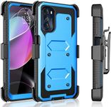 Tekcoo for Motorola Moto G 5G 2022 | Moto G (2022) | XT2213 Case Holster Clip, [Tshell] Shock Absorbing [Built-in Screen] [Kickstand Locking Belt] Secure Swivel Full Body Carrying Covers - Blue