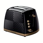 Russell Hobbs Groove 2 Slice Toaster (High Lift, Extra Wide Slots, 6 Browning levels, Frozen/Cancel/Reheat function - Illuminated buttons, Removable crumb tray, 850W, Black, Brushed gold accents)26390