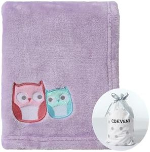 CREVENT 76x102cm Cozy Fluffy Warm Fleece Baby Nursery Blanket for Unisex Infant Toddler Crib Cot Stroller (Lavender Owl)