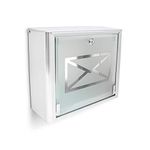 Relaxdays Stainless Steel Mailbox with Frosted Glass Door and Envelope Motif