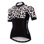 Weimostar Women's Cycling Jersey Short Sleeve Mountain Road Bike Jerseys Cycle Biking Shirt Ride Jacket Tops Leopard Size M