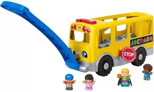 Fisher-Price Little People Toddler Learning Toy Big Yellow School Bus with Lights Sounds & Smart Stages, 4 Figures, Ages 1+ Years