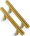 Mega Handles 25 Pack I Cabinet Pulls 5 Inch, Stainless Steel Cabinet Handle Pulls I Ideal for Kitchen Drawer, Cabinets, Door, Cupboard I Hardware for Cabinets - Hole Distance 3 Inch - Satin Brass