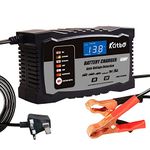 KATBO Automatic Battery Charger 6V 12V Auto-Voltage Detection 2Amp 6 Amp Lead Acid Battery Float Charger Maintainer With LCD Display For Motorcycle Car Boat Marine Lawn mower Atv Toy Car