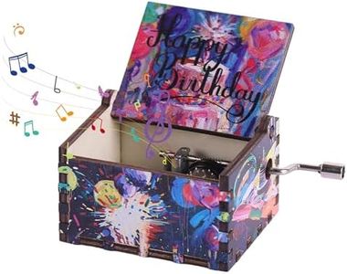 suruim Hand Crank Music Box, Happy Birthday Wooden Music Box, Mini Music Box Playing Melody - Happy Birthday, Vintage Wood Music Box for Birthday Gifts for Family Girlfriend Daughter Lover Women (C)
