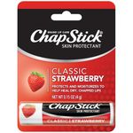 chapstick classic (12 carded packs of 1 stick) strawberry flavor skin protectant flavored lip balm tube, 0.15 ounce each (12 total sticks)