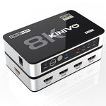 Kinivo 8K HDMI Switch with Remote 4 in 1 Out (4 Port, 8K 60Hz, 4K 120Hz HDMI Switcher, 48Gbps, HDR 10+, Dolby Atmos, HDCP 2.3) - HDMI 2.1 Switch Box Compatible with HDTV, PS5, PS4, Xbox