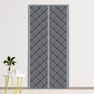 Gugull Magnetic Thermal Insulated Door Curtain, Fits Door Size 32 x 80 Inch, Soundproof Door Cover Portable Temporary Thermal Door Screen for Winter Gray