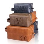 Personalized Leather Toiletry Bag for Men, Customized Shaving Dopp Kit with Engraved Monogram, Custom Travel Toiletry Bag for Groomsmen, Gift for Fathers Day, Christmas, Wedding, Anniversary