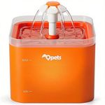 Qpets® 2.2L Cat Water Fountain, Auto Pet Water Fountain for Cats with LED Light, Cute Floral Ultra Quiet Pet Water Dispenser with Filter (Orange)