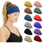 XZEIT Pack Sport Yoga Headbands for Women, 12Pcs Elastic Yoga Wide Hair Bands Headbands, Workout Running Yoga Headwrap, Non Slip Sweat Turbans Hair Accessories for Women Girls Ladies Exercise Fitness