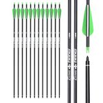 NIKA ARCHERY Carbon Arrows 30 inch Targeting Hunting Arrow with Extra Nocks, Pack of 12