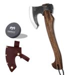 15.7" Hatchet Axe, Camping Hatchet, Hand-Forged Axe with Sheath for Wood Chopping, Splitting, and Kindling, Bushcraft Axe with Beech Handle for Outdoor Survival and Garden Work