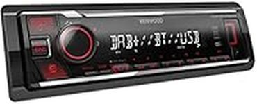 Kenwood KMM-BT408DAB USB Car Radio with DAB+ and Bluetooth Hands-Free Kit (Sound Processor, USB, AUX, 1 x Pre-Out 2.5 V, 4 x 50 Watt, Button Lighting, Red, Includes DAB+ Antenna)