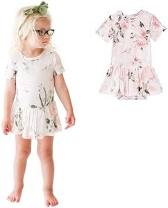 Posh Peanut Baby Short Sleeve Twirl Skirt Bodysuit - Infant Girl Clothes - Viscose from Bamboo (18-24 Months) Vintage Pink Rose