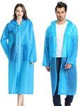 Raincoat 2 Pack Rain Ponchos for men women Adults, Reusable Portable rain coat with Hood (Blue), Blue, Average Size