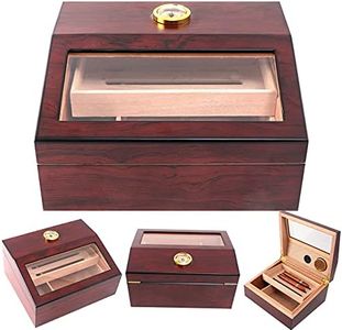 TIME C Club Cigar Humidor Handmade Wood Cigar Box for 15-25 Cigars, 100% Real Solid Spanish Cedar Wood, Luxury Hygrometer and Humidifier Desktop Humidors