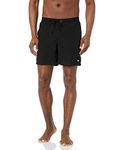 Quiksilver Men's Solid Elastic Waist Volley Boardshort Swim Trunk Bathing Suit Board Shorts, Black, Large