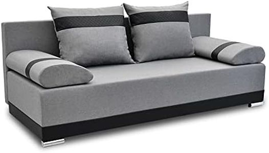 Bonni Schlafsofa Orlean Plus, Sofa mit Bettkasten und Schlaffunktionn, Klappsofa, Schlafcouch, Bettsofa, Couch vom Hersteller,Couch, Couchgarnitur, Sofagarnitur (Grau/Schwarz)