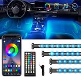 NOVSIGHT Car LED Interior Lights, 72 Lamp Beads 16,000,000 Colors Strip Light Car Accessories with Cigarette Lighter, 12V Car Atmosphere Lights APP Control Lights Dance with Music for Cars Travel