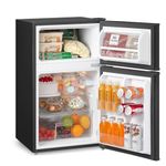 COMFEE' RCT87BL2(E) Under Counter Fridge Freezer, 87L Double Door Small Fridge Freezer with Light, Removable Shelves, Adjustable Thermostats, Reversible Doors,White