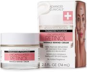 Encapsulated Retinol Anti-Wrinkle Cream Natural Face Lotion for Expression Lines, Crepey Skin, Large Pores, Uneven Skin Tone, Deep Wrinkles Hydrating Night Cream by Advanced Clinicals, 2 Fl. Oz