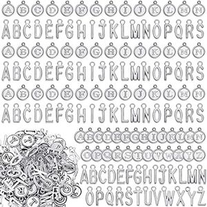 Yinkin 8 Sets/ 208 Pieces Mixed Alphabet Charms Round Letter Charms Pendants A-Z Initial Letter Metal Charms for Jewelry Making and DIY Crafting, Metal, other