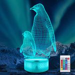 Lampeez Penguin Gift, Penguin 3D Night Light for Kids, 16 Colors Changing Illusion Lamp with Remote Control Dimmable Function 4 Flashing Mode, Kids Bedroom Decor Gifts for Boys Girls