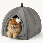 Bedsure Cat Beds for Indoor Cats - 2 in 1 Cat Cave for Large Cats and Small Pets, Foldable Cat House Tent with Removable Washable Cushioned Pillow, Cat Hideaway with Non-Slip Bottom, Grey, 17.3 inches