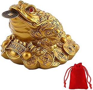 WUWYOUWL - Moneda de rana de la suerte, moneda de sapo Feng Shui, dije chino para prosperidad, decoración del hogar, regalo con una bolsa de la suerte