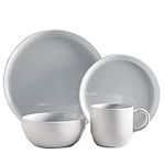 Barbary & Oak BO867004GRY Oslo 16 Piece Dinnerware Set, Stoneware, White and Nimbus Grey