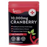 Cranberry Tablets 10,000mg 120 Vegan Tablets 2 Months Supply - High Strength Supplement for Women and Men Cranberry Extract for Urinary Tract Bladder and Kidney Support (not Capsules) UK Made GMO Free