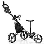 GYMAX Golf Push Cart, Foldable 3-Wh