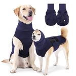 Dog Anxiety Relief Jacket Vest,2 in1 Dog Calming Jacket Hoodie,Lightweight Wrap Dog Soothing Shirt for Thunderstorm Season,Fireworks,Travel_XL(Navy Blue)