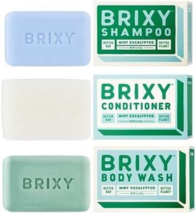 BRIXY Balancing Shampoo and Conditioner Bar Set with Moisturizing Body Wash Bar, Controls Oil & Hydrates Strands, Removes Build Up, Moisturizes Skin, All Hair Types, pH Balance, Color Safe, Vegan