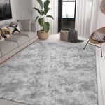 Calore Fluffy Area Rugs，Living Room Rugs Shaggy Area Rugs Bedroom Carpet Rugs living room Large Rug Soft Kids Room Rugs Comfortable Floor Mat for Home Decor (Grey White, 120 x 160 cm)