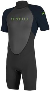 O'Neill Wetsuits Youth Reactor-2 2mm Back Zip Short Sleeve Spring Wetsuit, Black/Slate, 12