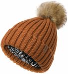 FURTALK Womens Beanie Satin Lined Knitted Beanie with Pom Winter Hats for Women (Dark Grey)